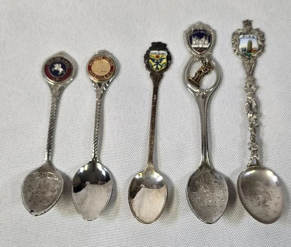 Vintage Travel Souvenir Collector Spoons - Lot of 5